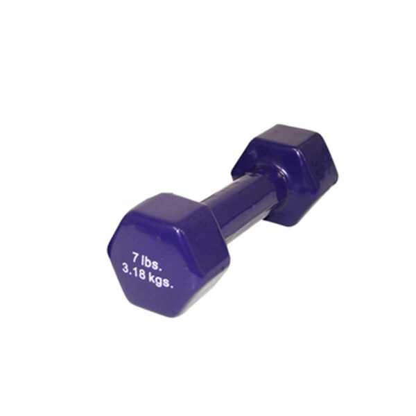 Fabrication Enterprises 7 lbs Vinyl Coated Dumbbell - Purple - 10-0556-1