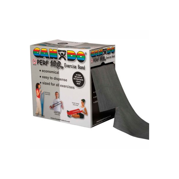 Fabrication Enterprises CanDo Perf 100 Latex Free Exercise Band, Black, 100 Yard Roll, 1 Roll/Box - 1386371