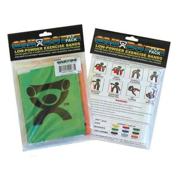 Cando International Cando 10-5282 Exercise Band PEP Pack - Moderate - Green  Blue  Black - 1235526