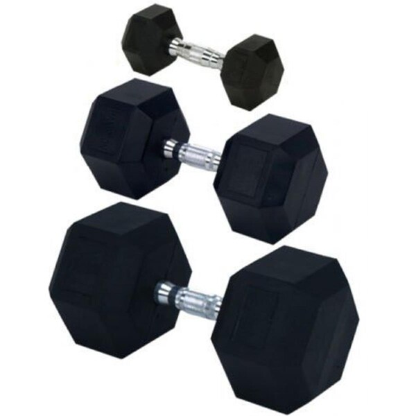 Fitnessfreak Rubber Encased Solid Hex Dumbbell, 85 lbs - FI525640
