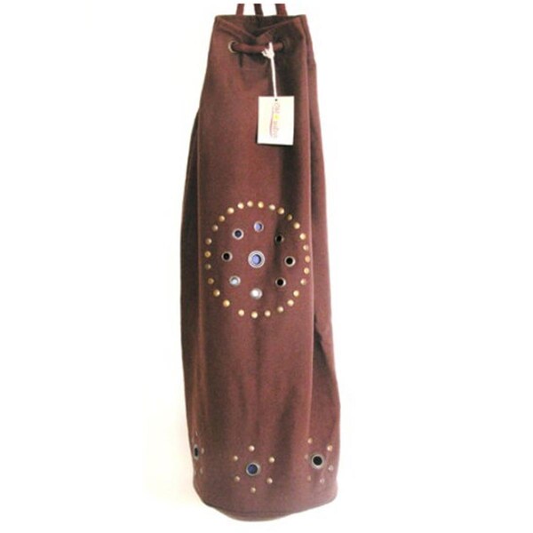 Kushoasis Yoga Bag - Omsutra Chakra Rivet Bag - Color - Chocolate - OM101011-CHOCOLATE