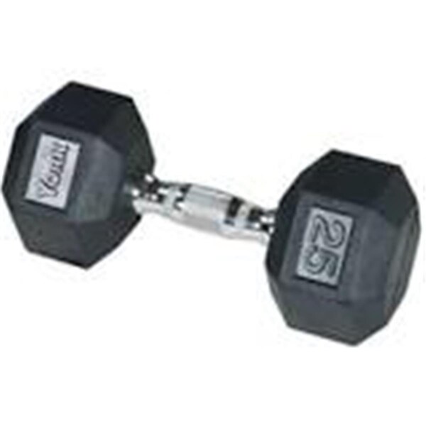 York Barbell Rubber Hex Dumbbell with Chrome Ergo Handle - 17.5 lbs - YO626649