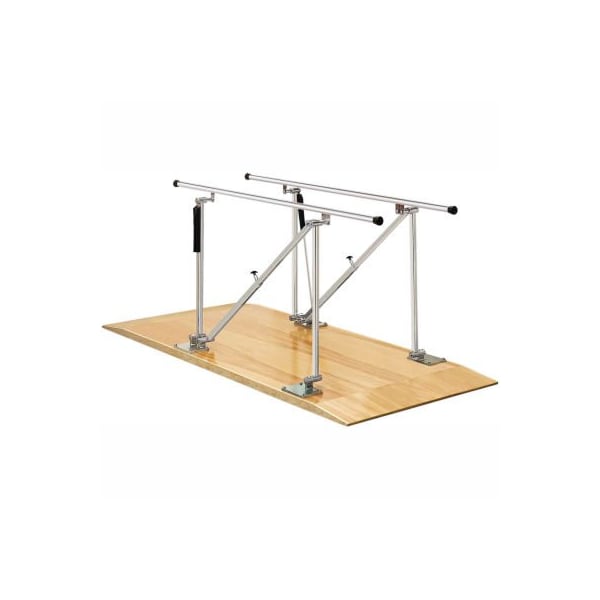 Fabrication Enterprises Deluxe Wood Platform Mounted Parallel Bars, Height Adjustable, 7' L - 15-4040