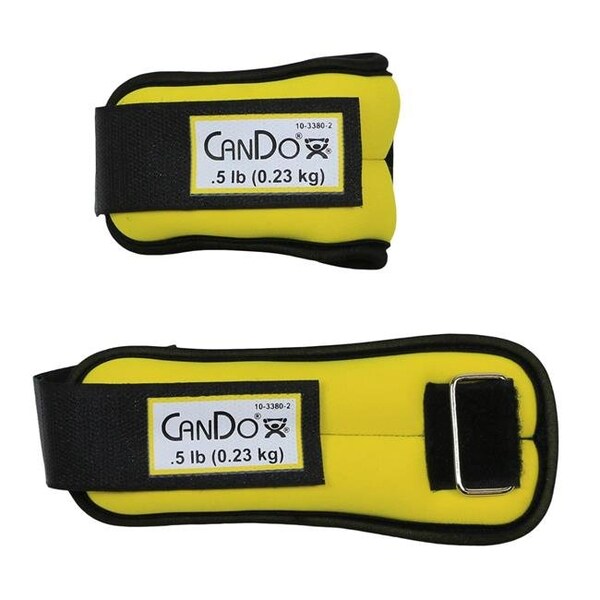 Cando International Cando 10-3380-2 1 lbs Weight Straps Set; Yellow - 10-3380-2