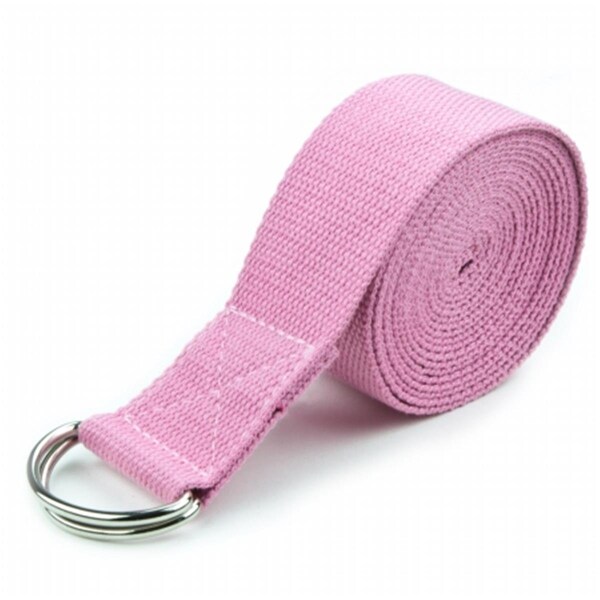 Qualitycare 8 ft. Cotton Yoga Strap with Metal D-Ring, Pink - QU2813283