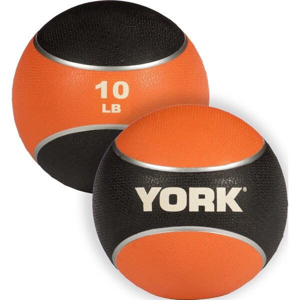 York Barbell 10 lbs 2 Tone Medicine Rubber Ball, Orange - 65110