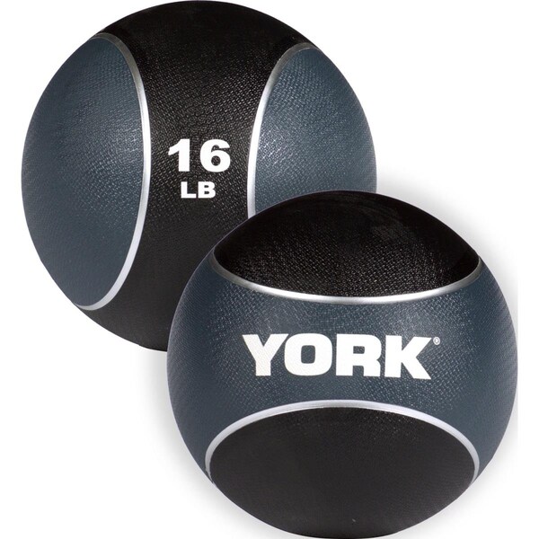 York Barbell 16 lbs 2 Tone Medicine Rubber Ball, Navy Blue - 65116