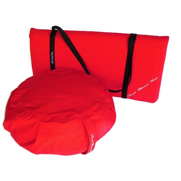 Peach Blossom Yoga 11003 3 Pieces Yoga Studio Set Zafu Zabuton Set With Strap Red - 11003A7