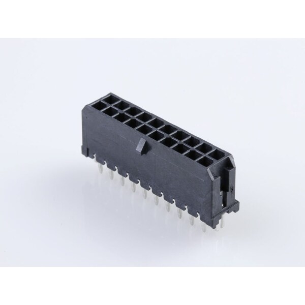 Conector de placa Molex, 22 contactos, 2 hileras, macho, recto, terminal de soldadura, seguro, negro - 430452227