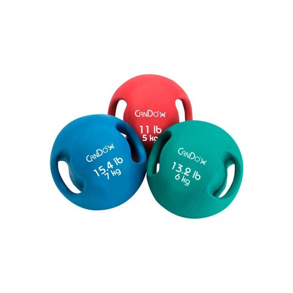 Fabrication Enterprises CanDo Molded Dual-Handle Medicine Ball, 8.8 lb. (4 kg), Yellow - 504676
