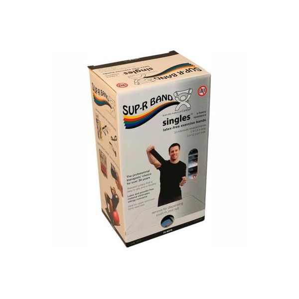 Fabrication Enterprises Sup-R Band Latex Free Exercise Band, 5' Strips, Black, 30 Strips/Box - 1634735