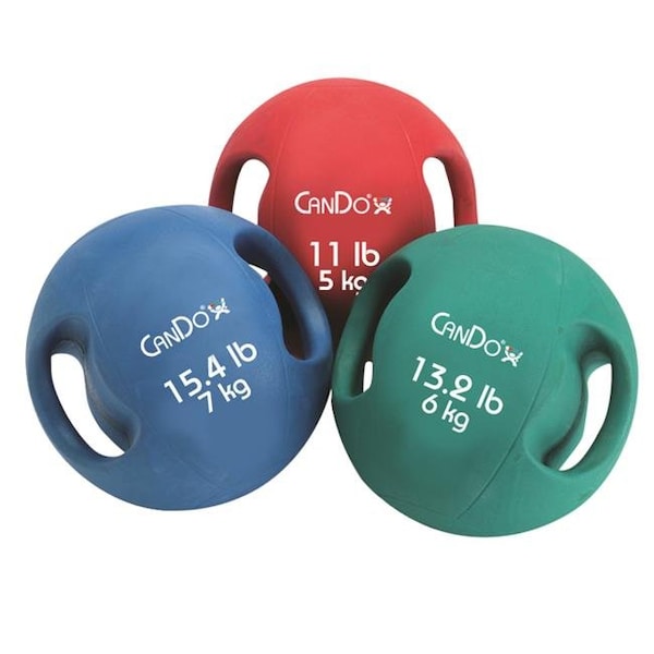 Cando International Cando 10-3287 19.8 lbs Molded Dual Handle Medicine Ball; Silver - 506867