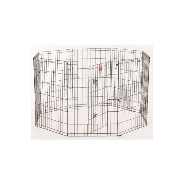 Jewett Cameron Companies Lucky Dog Heavy Duty Dog Exercise Pen With Stakes 24"W x 36"H, Black - ZW 11636