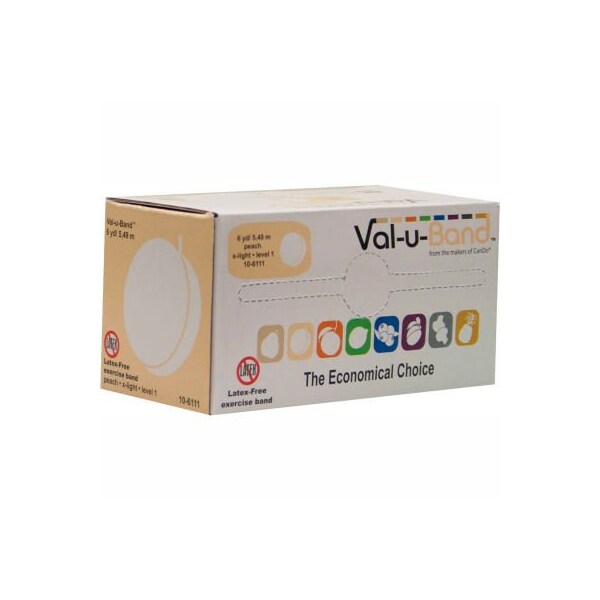 Fabrication Enterprises Val-u-Band Latex Free Exercise Band, Peach - Level 1, 6 Yard Roll/Box - 1538311