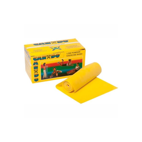 Fabrication Enterprises CanDo Low Powder Exercise Band, Yellow, 6 Yard Roll, 1 Roll/Box - 1209593