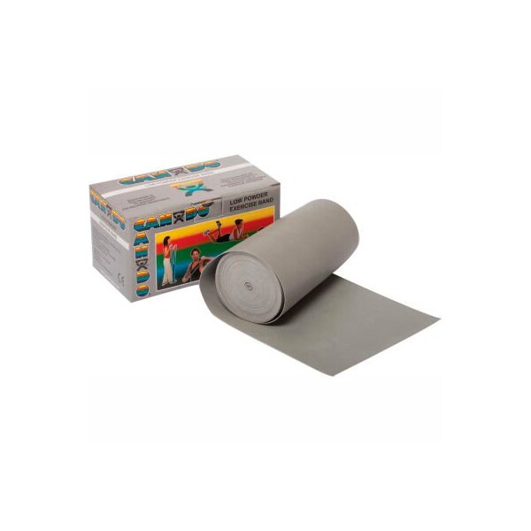 Fabrication Enterprises CanDo Low Powder Exercise Band, Silver, 6 Yard Roll, 1 Roll/Box - 1211420