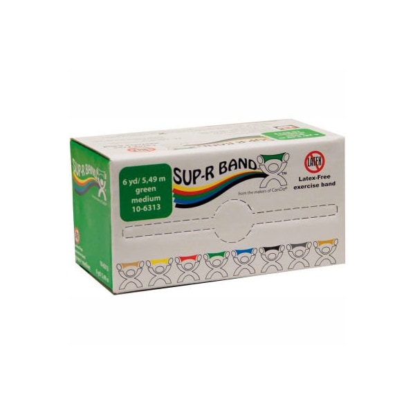 Fabrication Enterprises Sup-R Band Latex Free Exercise Band, Green, 6 Yard Roll/Box - 1612090
