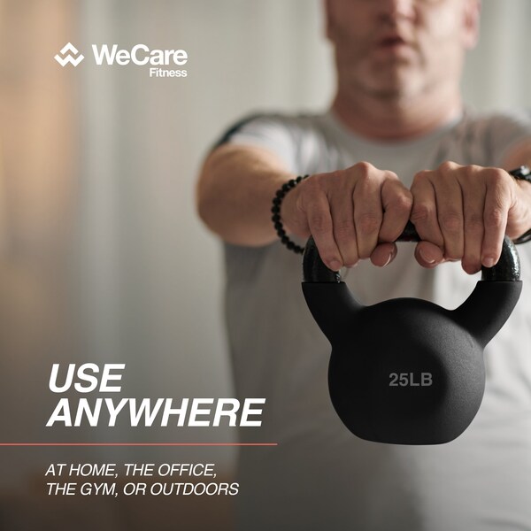 Wecare Fitness Kettlebell, 25 LB Cast Iron, For Home Workout, Black - WF-KB-25-BLK