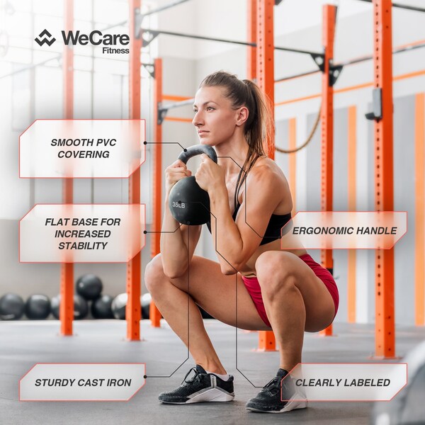 Wecare Fitness Kettlebell, 25 LB Cast Iron, For Home Workout, Black - WF-KB-25-BLK