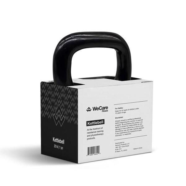 Wecare Fitness Kettlebell, 25 LB Cast Iron, For Home Workout, Black - WF-KB-25-BLK