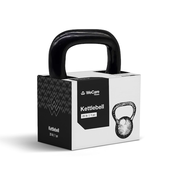 Wecare Fitness Kettlebell, 25 LB Cast Iron, For Home Workout, Black - WF-KB-25-BLK