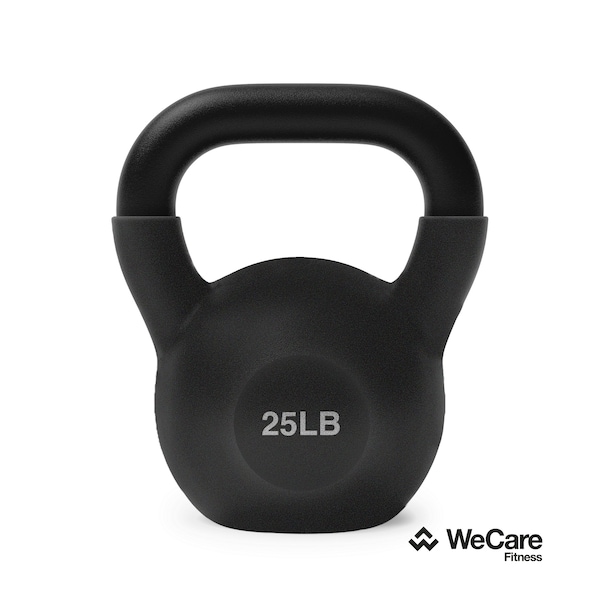 Wecare Fitness Kettlebell, 25 LB Cast Iron, For Home Workout, Black - WF-KB-25-BLK