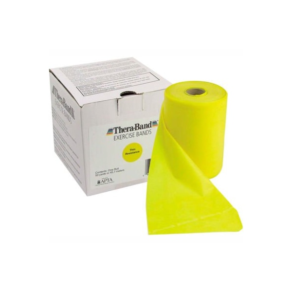 Fabrication Enterprises Thera-Band Latex Exercise Band, Yellow, 50 Yard Roll/Box - 10-1006