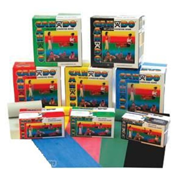 Cando International No Latex Exercise Band - Dispener Box of 40 - 4ft Ready to Use - Gold - XXX-Heavy, 40PK - 1368839
