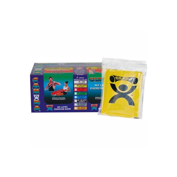 Fabrication Enterprises CanDo Latex Free Pre-Cut Exercise Band, X-Light, Yellow, 48"L Strips, Box of 40 - 1366648