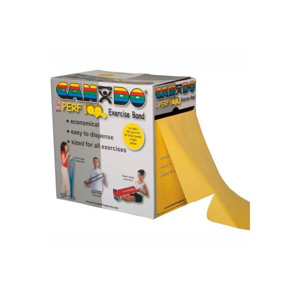 Fabrication Enterprises CanDo Perf 100 Latex Free Exercise Band, Yellow, 100 Yard Roll, 1 Roll/Box - 1384910