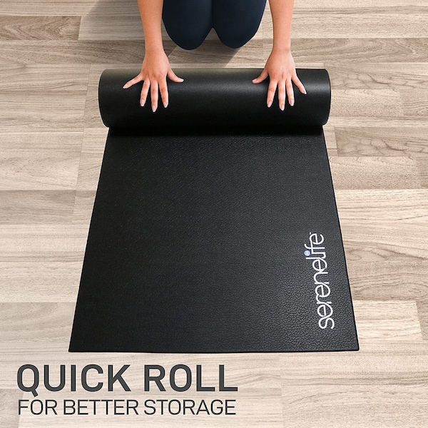 Serenelife PVC Bike Mat - Durable with Non-Slip Texture, Portable & Easy to Store - SLBIKEMT