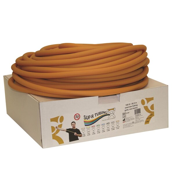 Sup-R Tubing 100 ft.atex Free Exercise Tubing with Dispenser Roll, Gold - 3X Heavy - 1449192