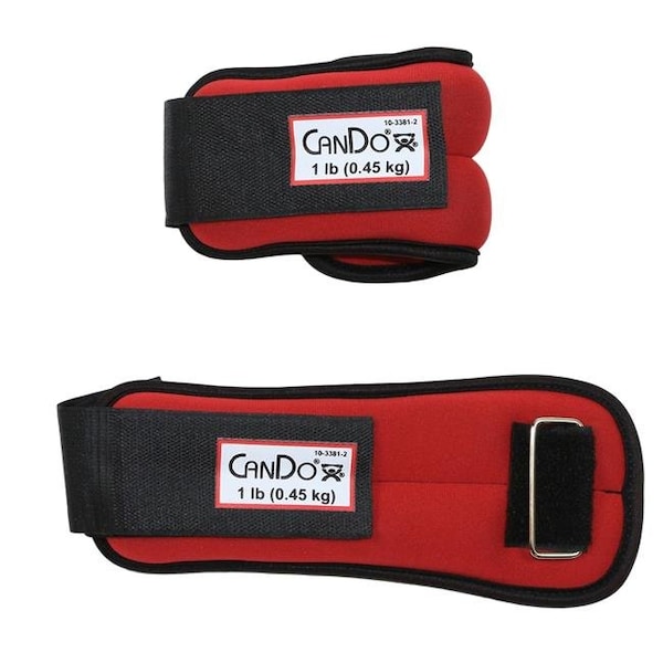 Cando International Cando 10-3381-2 2 lbs Weight Straps Set; Red - 10-3381-2