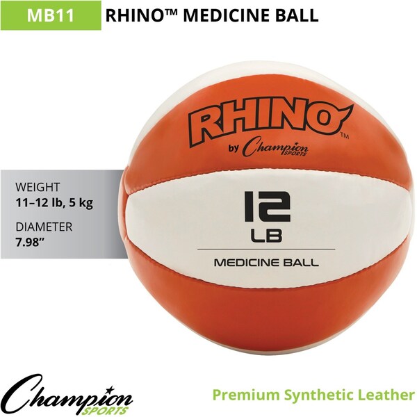 Champion Sports Leather Medicine Ball, 5 kg, 11" D - MB11