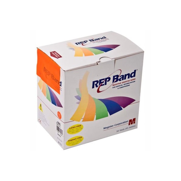 Fabrication Enterprises REP Band Latex Free Exercise Band, Orange, 50 Yard Roll/Box - 10-1090