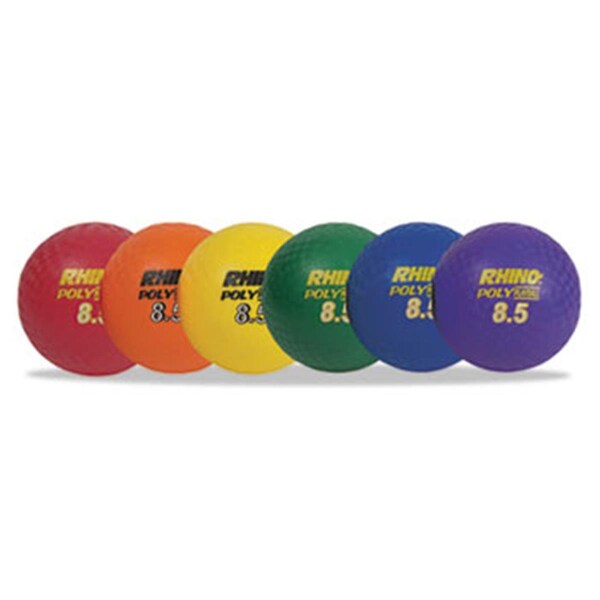 Champion Sports Rhino Playground Ball Set- 8 1/2'' Diameter- Rubber- Assorted- 6 Balls/Set - PX85SET