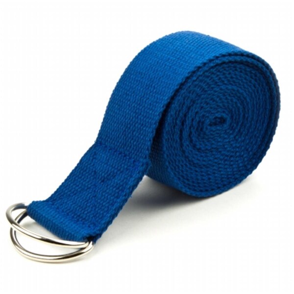 Qualitycare 10 ft. Extra-Long Cotton Yoga Strap with Metal D-Ring, Blue - QU1691433