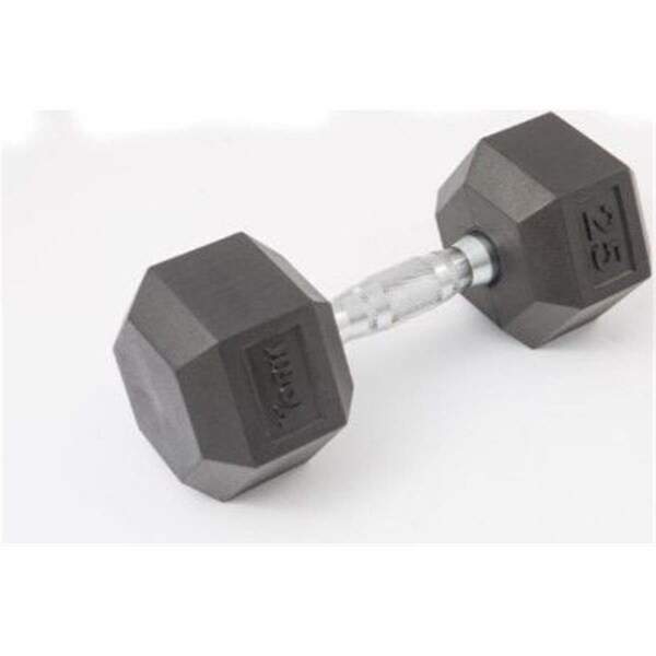 York Barbell Rubber Hex Dumbbell with Chrome Ergo Handle - 30 lbs - YO626654