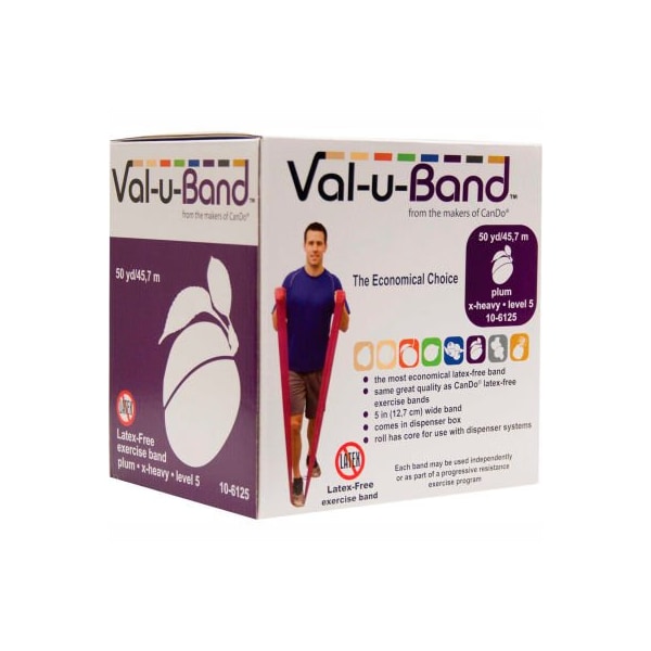 Fabrication Enterprises Val-u-Band Latex Free Exercise Band, Plum - Level 5, 50 Yard Roll/Box - 1543425