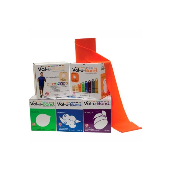 Fabrication Enterprises Val-u-Band Latex Free Exercise Band, 50 Yard Roll/Box, 5 Color Set - 1544521