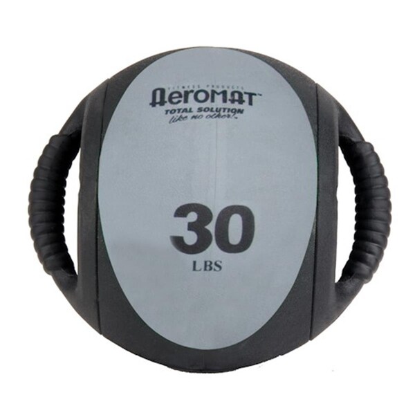 Aeromax Dual Grip Power Med Ball 9 in. Dia. 30 LB Black- Gray - AE12836