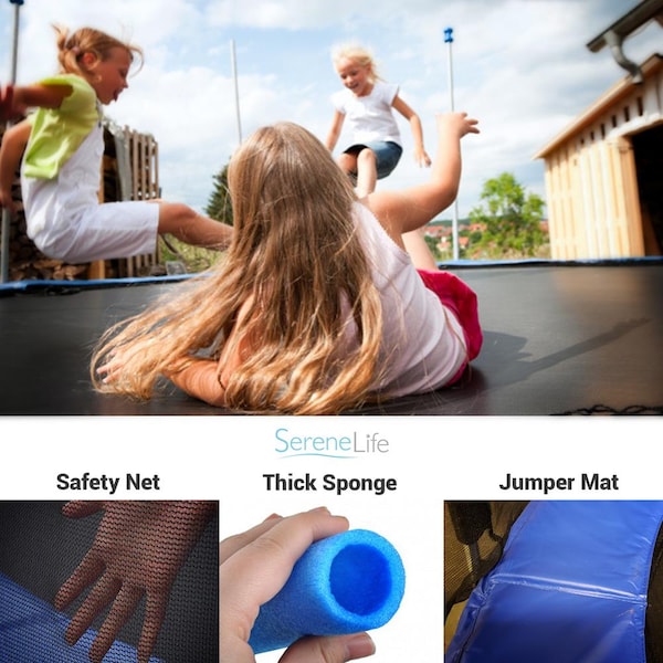 Serenelife 12Ft Trampoline With Outer Safety Net - SLTRA12BL