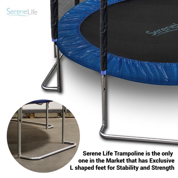 Serenelife 12Ft Trampoline With Outer Safety Net - SLTRA12BL