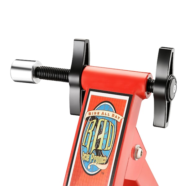 Rad Sportz Max Racer Stationary Bike Stand - Portable 7-Setting Bicycle Trainer for Indoor Riding Red - 83-DT5069
