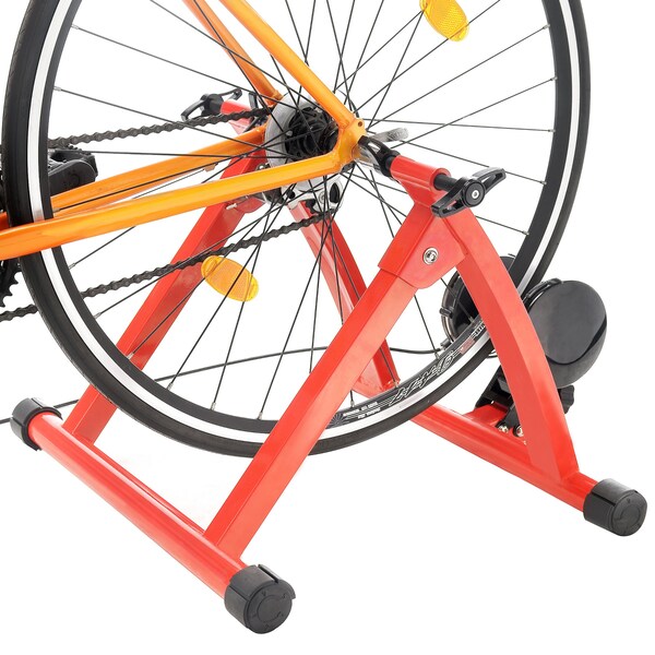 Rad Sportz Max Racer Stationary Bike Stand - Portable 7-Setting Bicycle Trainer for Indoor Riding Red - 83-DT5069