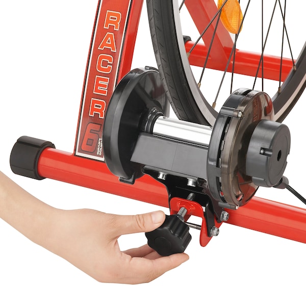 Rad Sportz Max Racer Stationary Bike Stand - Portable 7-Setting Bicycle Trainer for Indoor Riding Red - 83-DT5069
