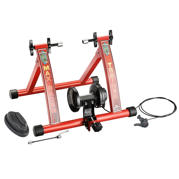 Rad Sportz Max Racer Stationary Bike Stand - Portable 7-Setting Bicycle Trainer for Indoor Riding Red - 83-DT5069