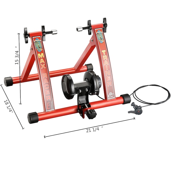 Rad Sportz Max Racer Stationary Bike Stand - Portable 7-Setting Bicycle Trainer for Indoor Riding Red - 83-DT5069