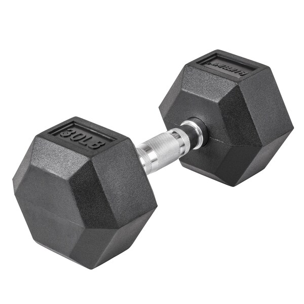 Lifeline Fitness Hex Rubber Dumbbell, 30lbs - LLHRD30