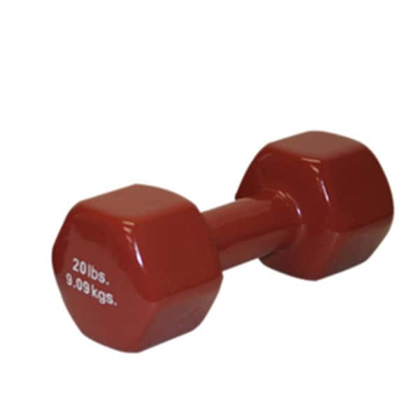 Fabrication Enterprises Fabrication Enterprises 10-0561 20 lbs Color-Coded Vinyl Coated Iron Dumbbell; Brown - 10-0561
